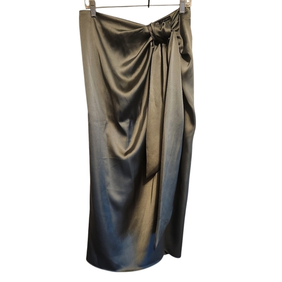 ZARA SATIN KNOTTED MIDI MAXI SKIRT SIZE L - Picture 6 of 14